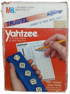 Travel Yahtzee Game 5-Dice In Unique Dice Roller Complete VTG 1986 #S-5